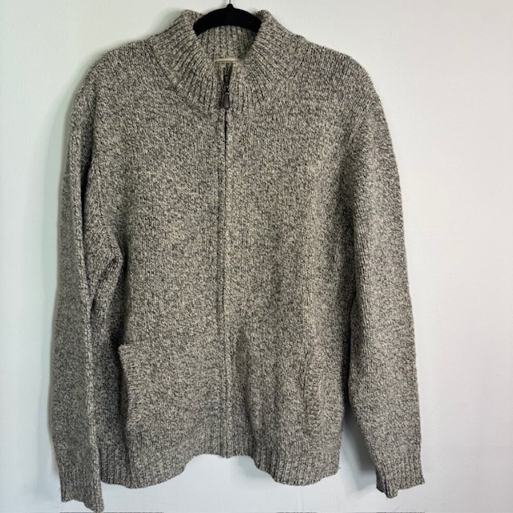 Vintage L.L. Bean Men's Lamb's Wool Full Zip Cardigan Sweater Size Large